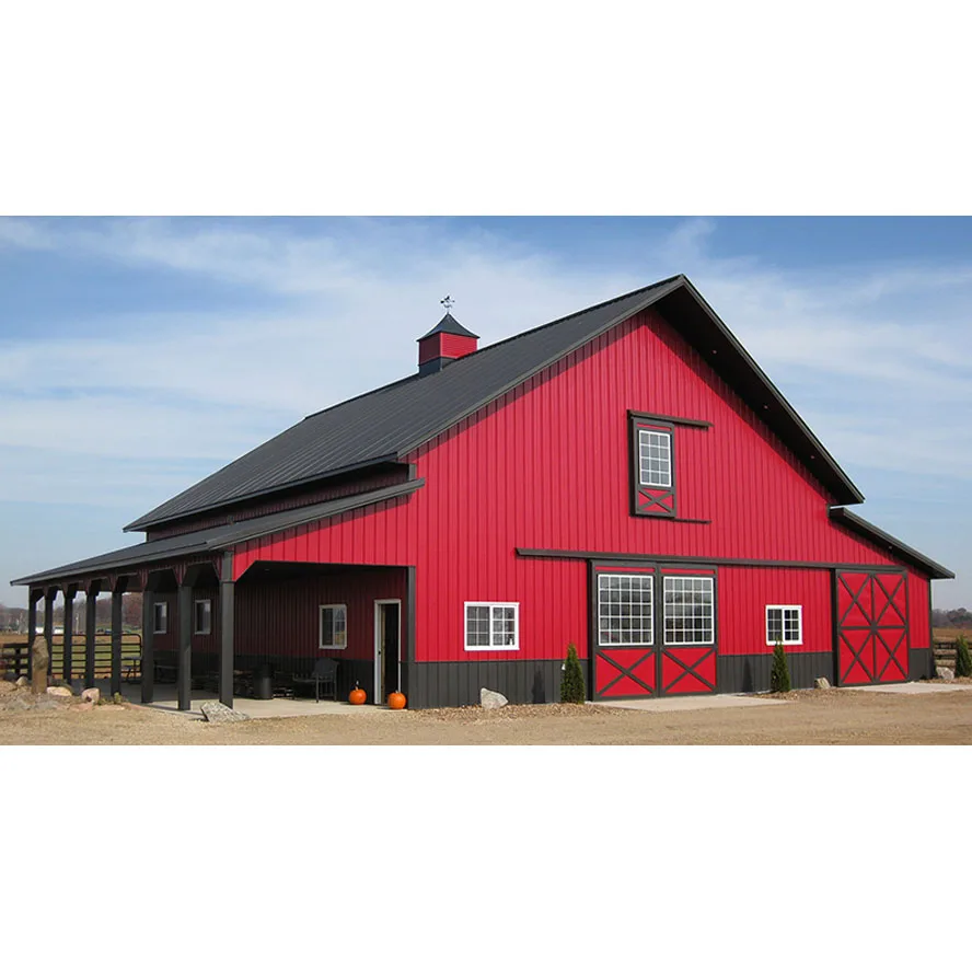 Engineering Vertical Roof Prefab Steel Structure Building Prefabricated Metal Barn