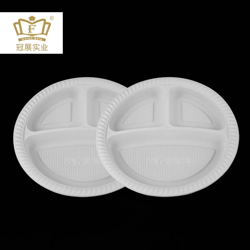 wholesale disposable 9 inch mineral filled pp  1 or 3 compartments microwave safe divided plates for party camping restaurant