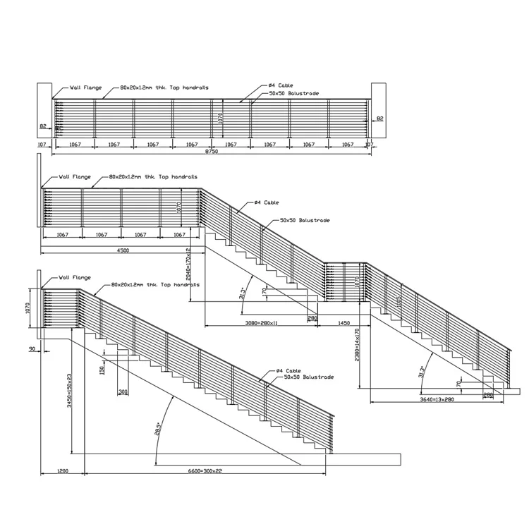 outdoor stainless steel staircase wire rope cable railing stainless steel for outdoor balcony railing designs