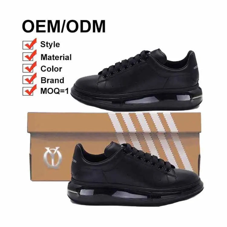 1 Pair Custom Logo Low Cut Men Black Skateboard Shoes Basketball Casual Genuine Leather Sneakers Custom Men Shoes
