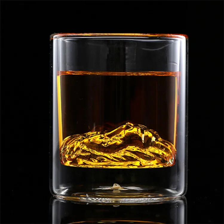 Cups Whisky Glasses Transparent Lion Head Pattern Double Wall Whiskey Glass Shot Glass Crystal Glass Country Party 200ml 300ml