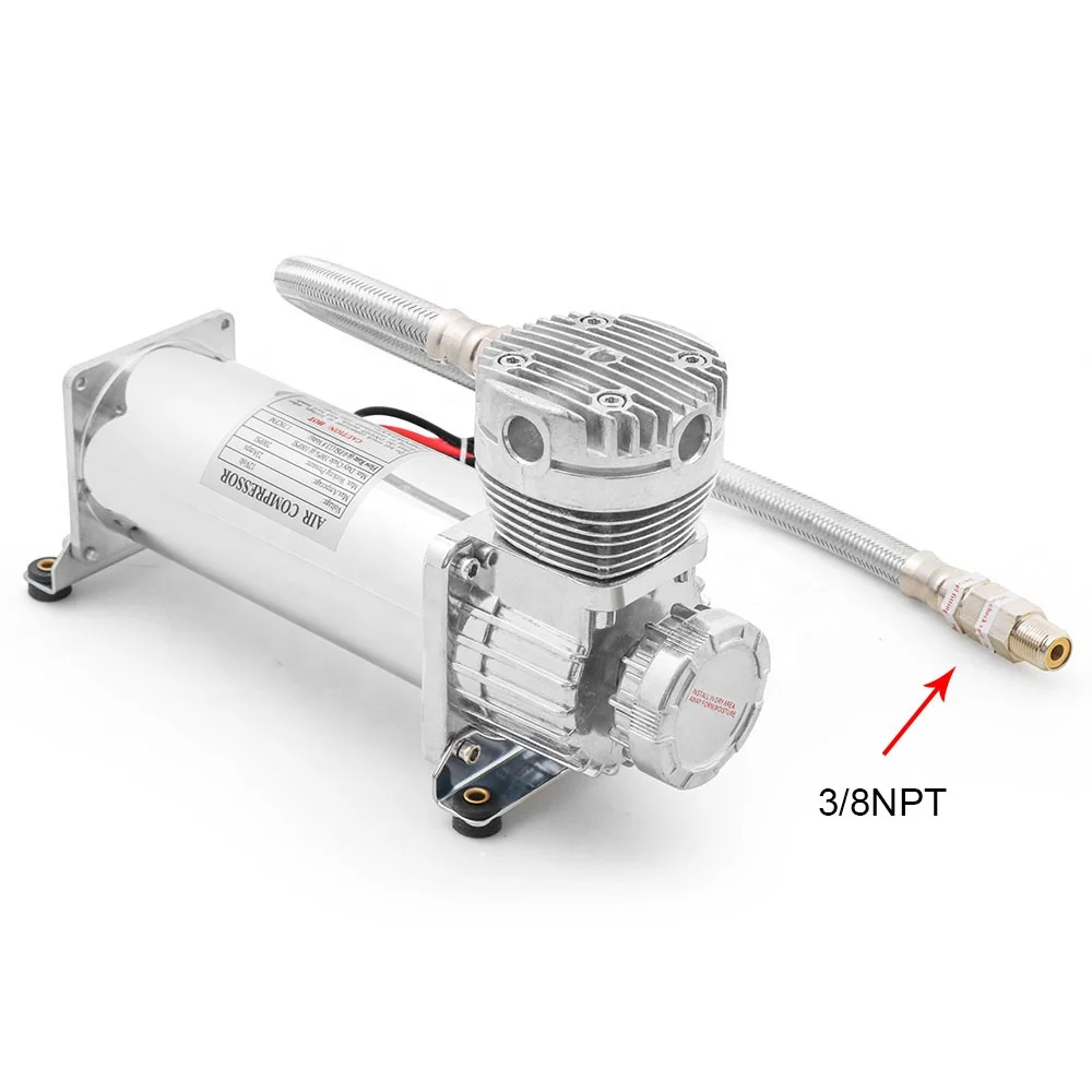 Car Accessories Universal 1/4NPT or 3/8NPT Chrome 200PSI 480C 12V Air Suspension Compressor Pump Kit BX102151-SL