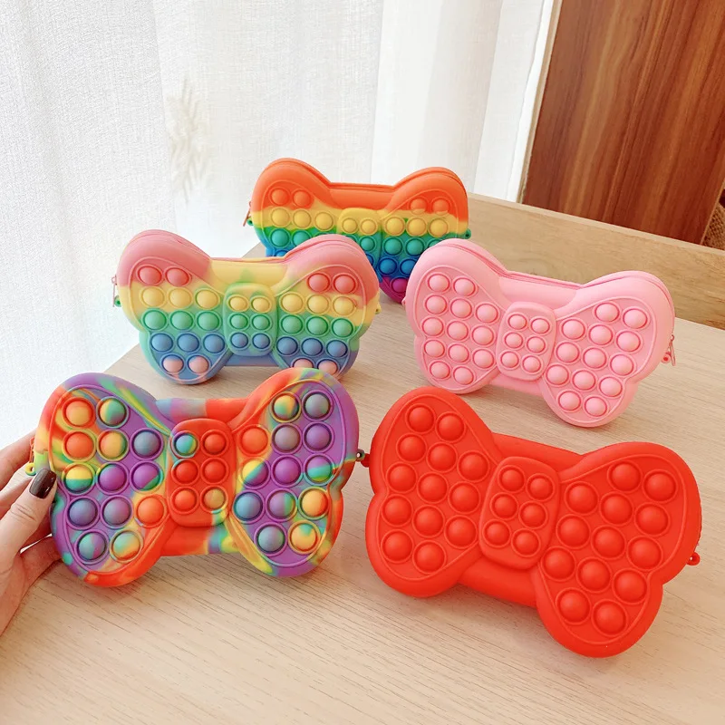 2022 Butterfly Fashion Coin Purse Push Bubbles Silicone Fidget oys Handbag Anti Anxiety Toys For Kids and Adults