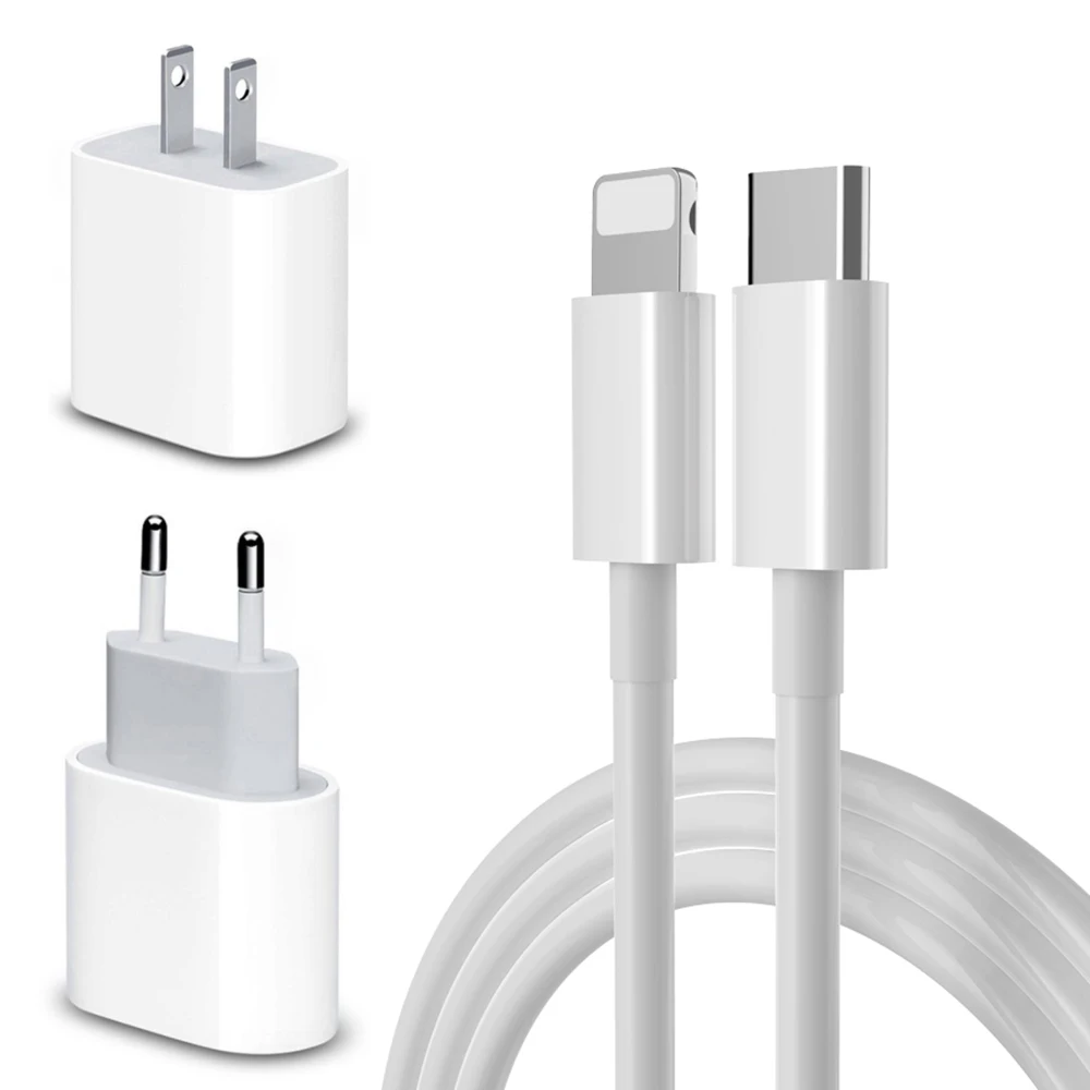 Оригинальное зарядное устройство PD 20 Вт адаптер USB C ЕС США 27 кабель для быстрой зарядки и передачи данных iPhone 14 13