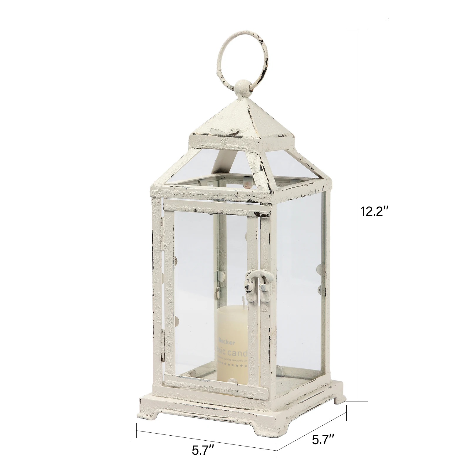 Farmhouse Decor Best Quality Handmade Christmas Ornaments Wedding Decorative White Iron Framed Rustic Metal Candle Lantern