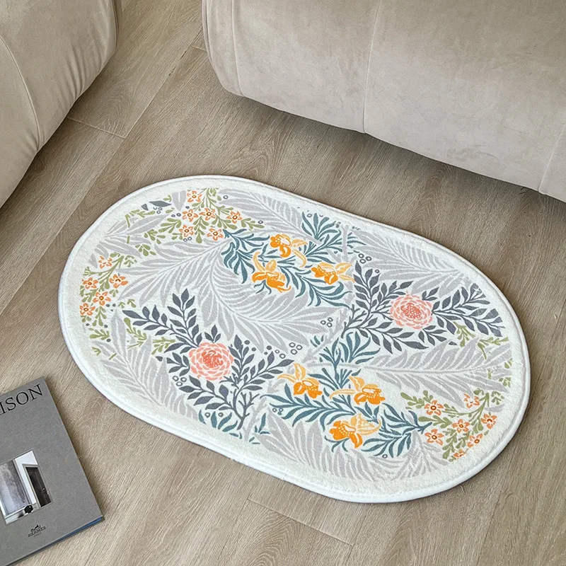 Super Soft Microfiber Thick water Absorbent Cashmere carpet and rug Long hair Korean flower design bathroom mat Printed mat