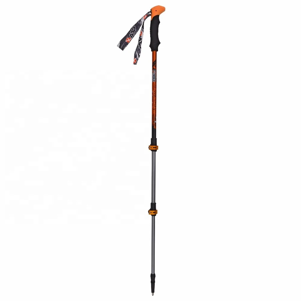 Customized logo XATP Aluminium 7075 3 section adjustable walking hiking stick telescoping pole