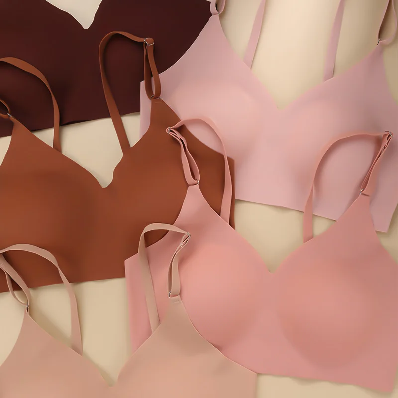 Sharicca Summer Laser Cut Seamless Wireless Push Up Bra Basic Crop Top Por Mayor Padded Women Brassier Ice Silk Seamless Bra