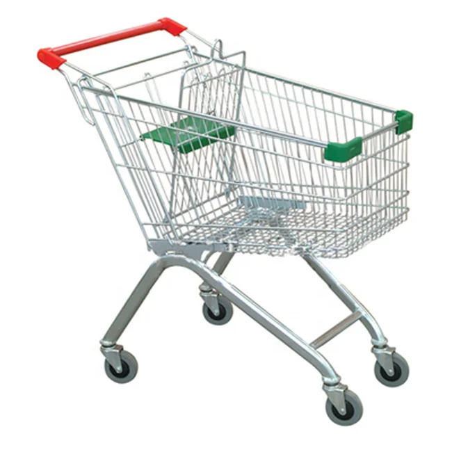 Steel Material and Zinc Plated Surface Handling American supermarket trolley with baby seat