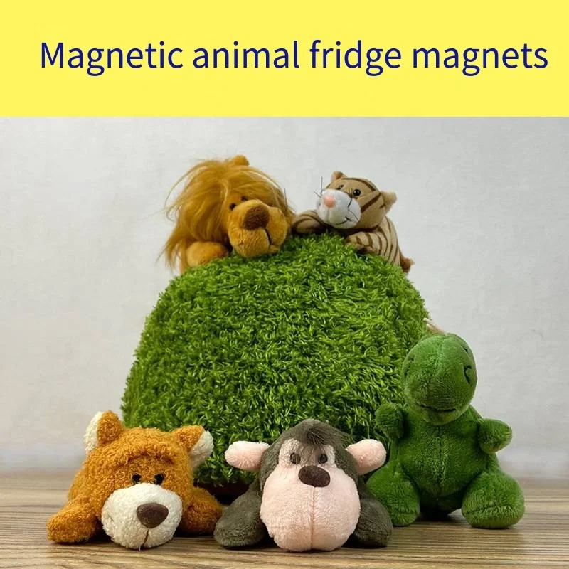 Cute animal doll cartoon refrigerator sticker Creative animal plush toy magnetic small doll home decoration