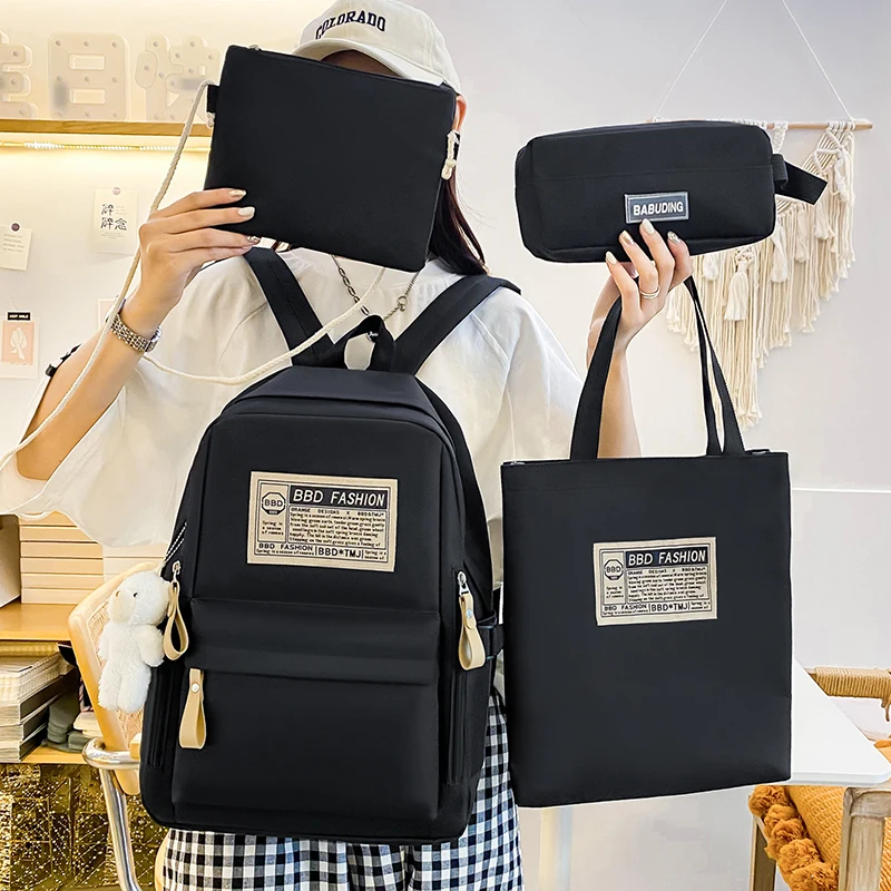 Korean Girls Senior High School 4pcs/set Schoolbag Junior High School Backpack Four Pcs Per Set Campus Primary Schoolbag - Buy P