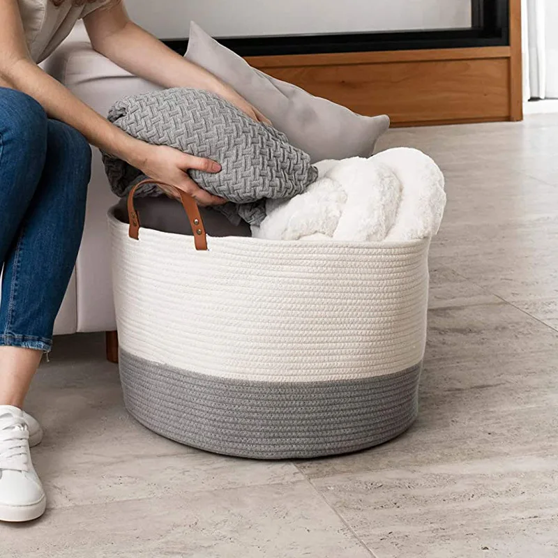 wholesale custom design high quality home laundry cotton storage basket