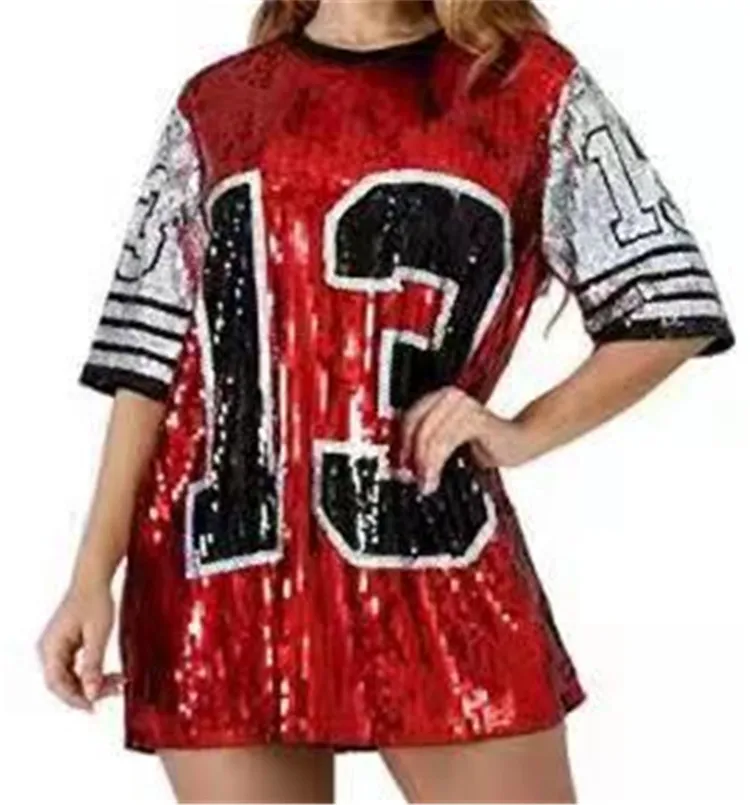 Hip Hop Performance Wear Sequins Short Sleeve 13 Inspired Sequin Jersey Delta T Shirt