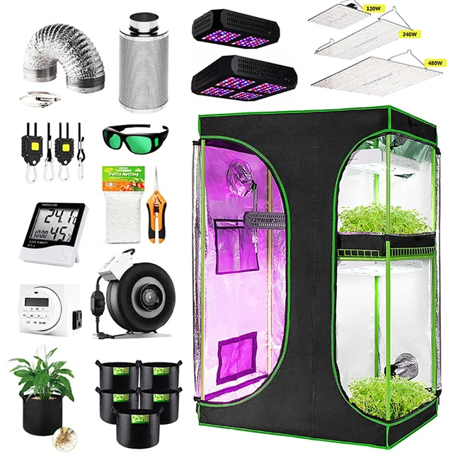 80*80*160cn CM SBS Quality Zip Plant Dimmable 660W LED Light Mylar Hydroponic Complete Kit for Indoor Plant Growing Tent