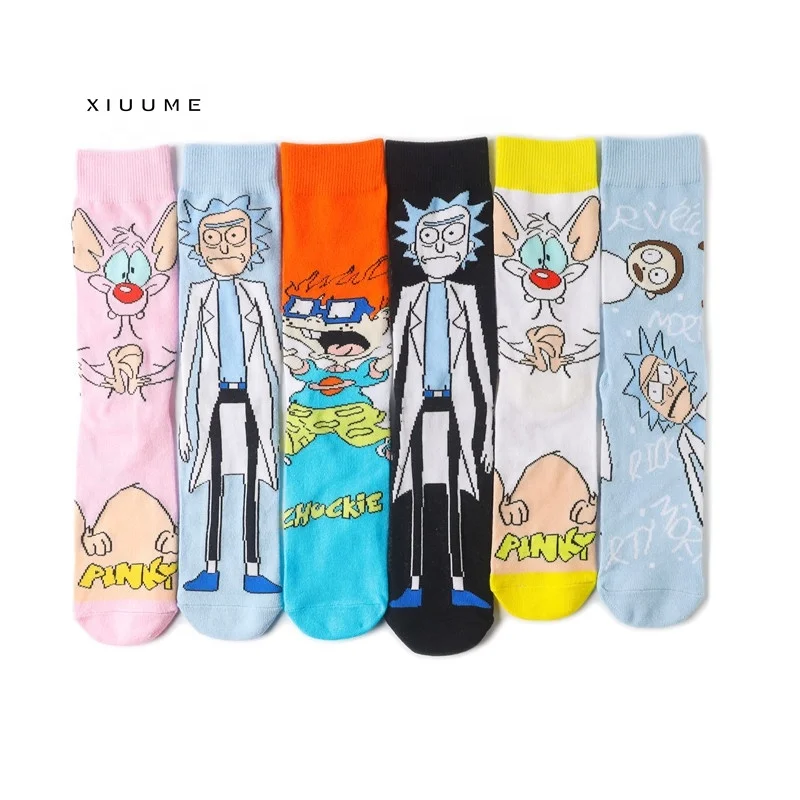 
New manufacturer Rick Morty men combed cotton cute comics christmas cozy cartoon tube socks 