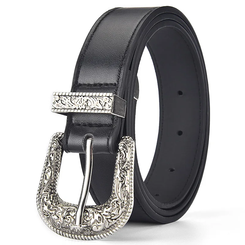 RW European American Hot Sell Women Gold Silver Pin Buckle Belts Lady Retro PU Leather Waist Belt Female Jeans Casual Dress Belt