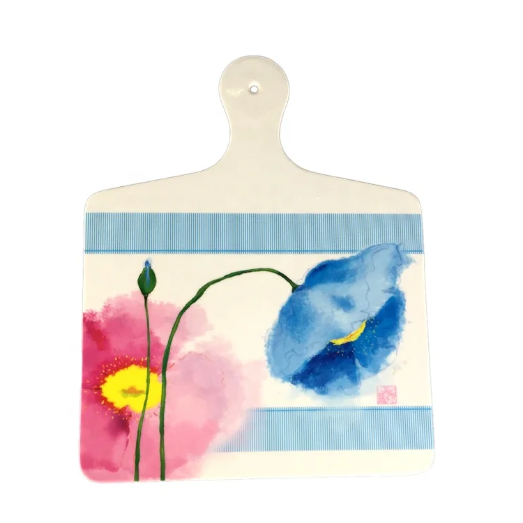 Garden design Germany market melamine breakfast bread plastic cutting chopping board with hang hole