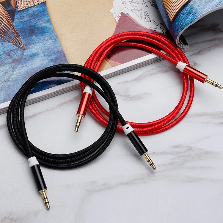 Nylon Braided Auxiliary Audio Cable  AUX Cable For Car Male to Male Gold Plated Aux to Aux cable Speaker Headphones 3.5mm