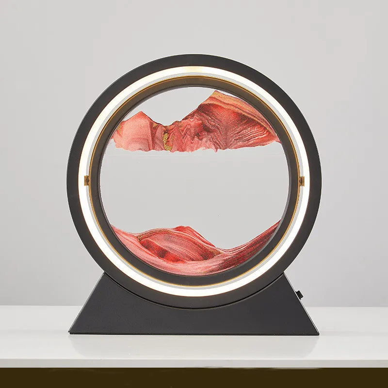 12 Inch USB Charging 3D Glass Moving Sandscapes Art Table Light For Bedroom Living Room Office Art Life