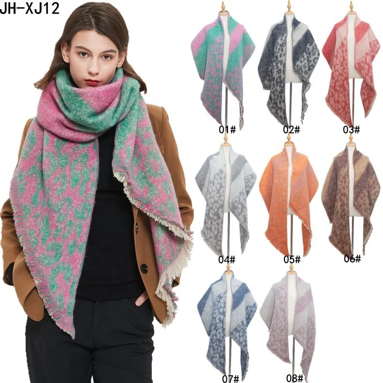 2023 cozy scarfs for women oblique angle leopard pattern stylish alibaba scarves