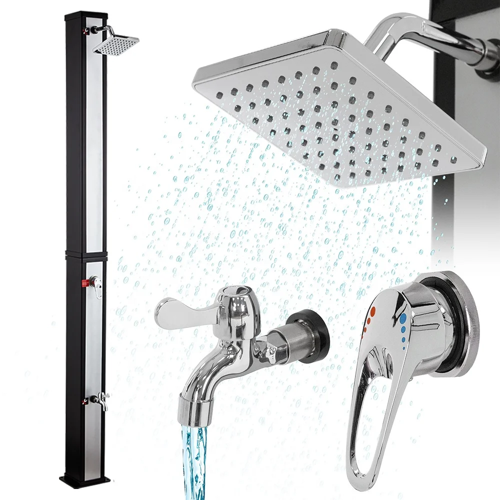 CYEN Green Product Modern Design Lightweight Two Sections PVC Body 40L square Silver Outdoor Pool Solar Garden Shower