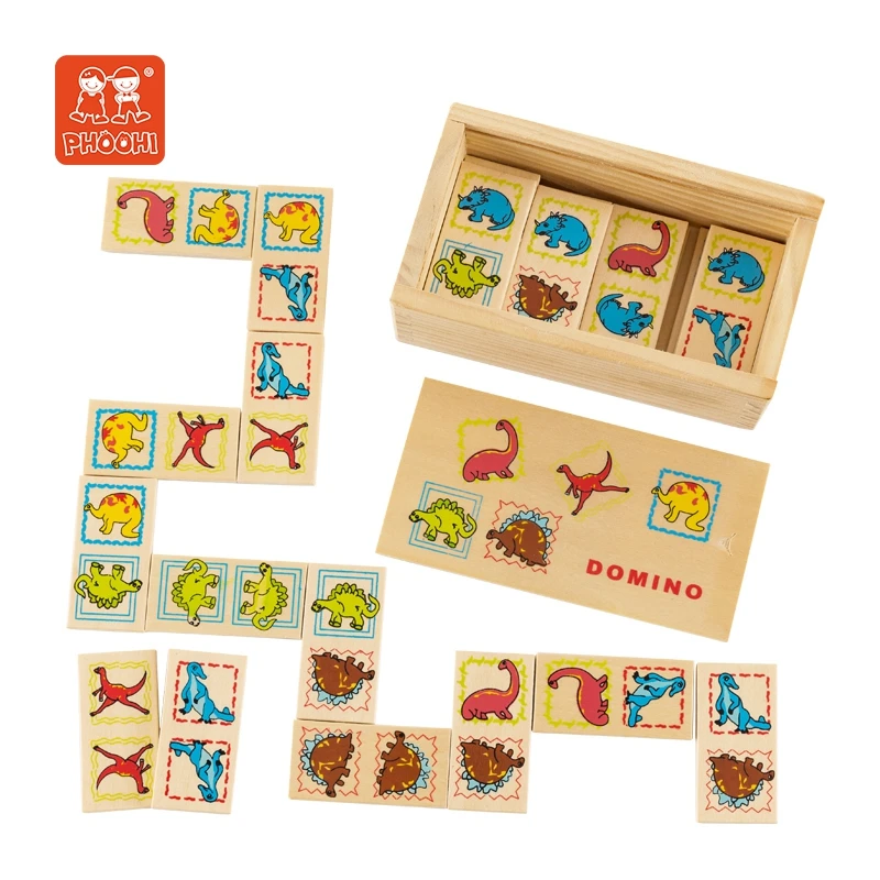 children wooden toy wooden puzzle for kids dinosaur domino