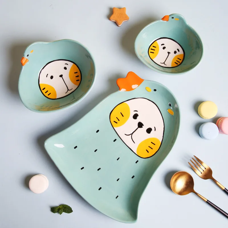 Популярный мультяшный керамический набор посуды детская миска для риса индивидуальная домашняя тарелка завтрака блюдо духовка посуда