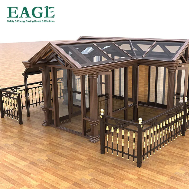 Aluminum outdoor glass house extension sun room with LOWE glass waterproof