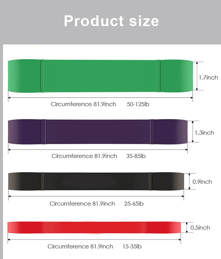 Printed Logo Long Loop TPE Elastic Fitness Exercise Resistance Bands For Yoga