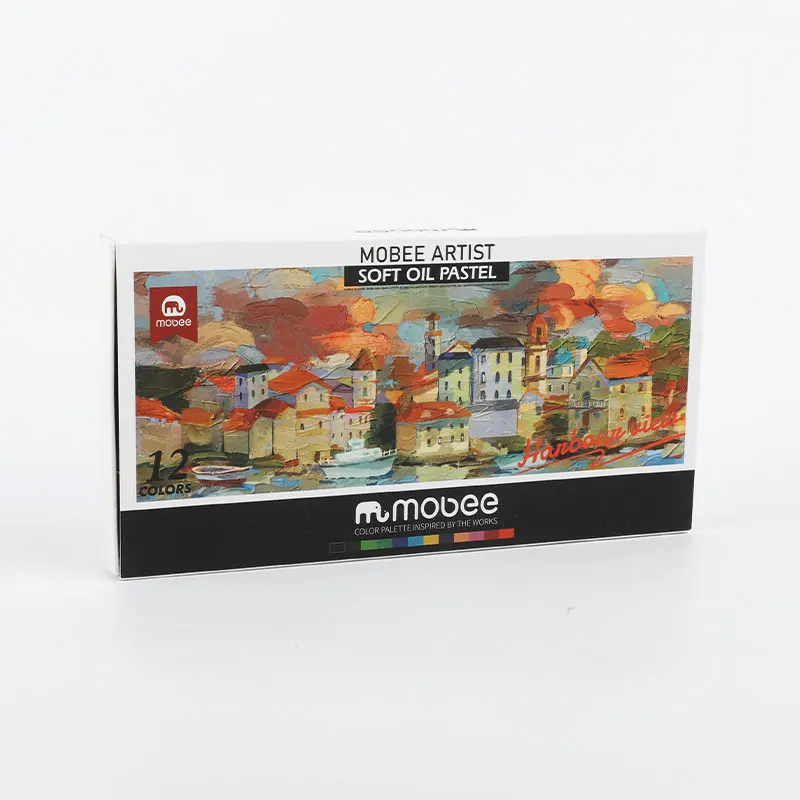 Mobee P-3408C Hot sales 12 assorted colors soft oil pastel set professional factory price drawing crayon set for painting