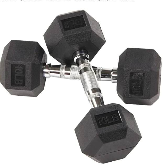 Factory Price Hex Dumbbell with Gym Equipment Rubber Coated Hex Dumbbells Pair