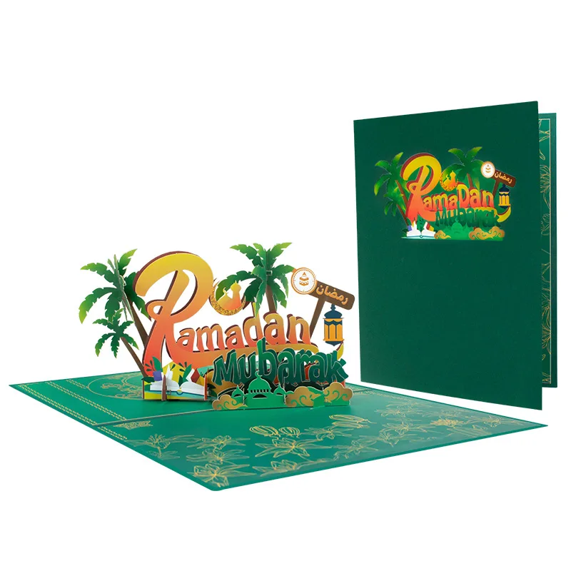 Muslim Festival 3D Moon Castle Greeting Cards Ramadan Kareem Pop Up Cards Eid Mubarak Gift Greeting Cards