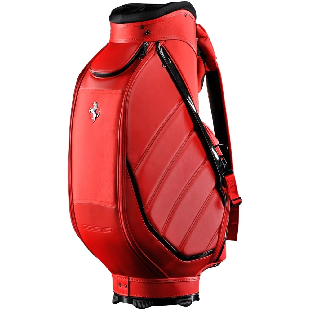 
OEM Synthetic Leather Red Standard Golf Staff Bag 