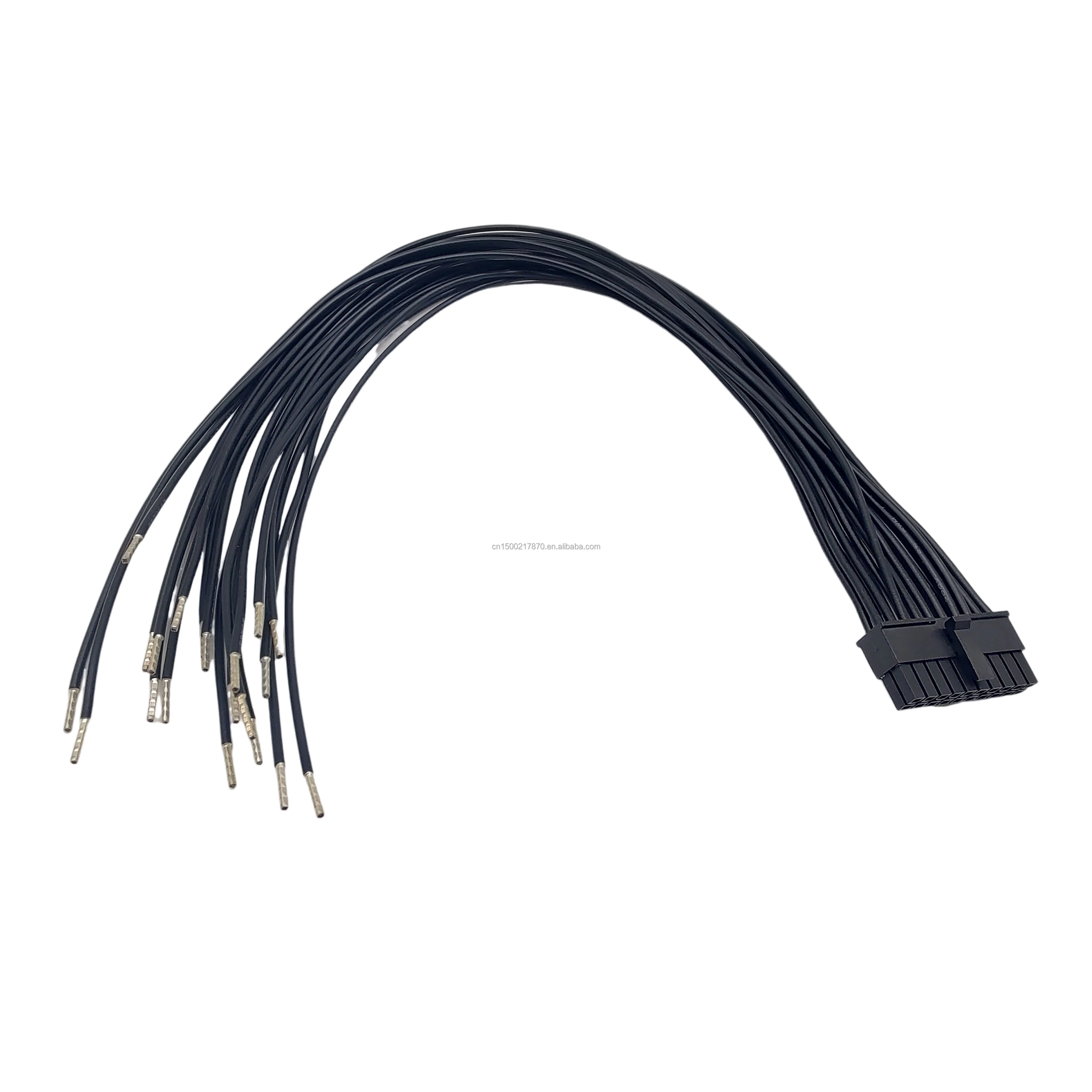 22AWG 24AWG All fully black single wires wiring harness with molex 20pins terminal connector