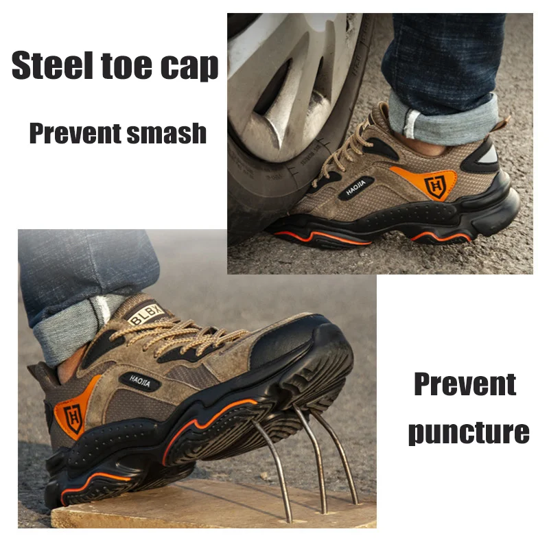 Indestructible Work Shoes Breathable Steel Toe Work Boots Lightweight Breathable Sneakers Anti-slippery Safety Shoes for Men