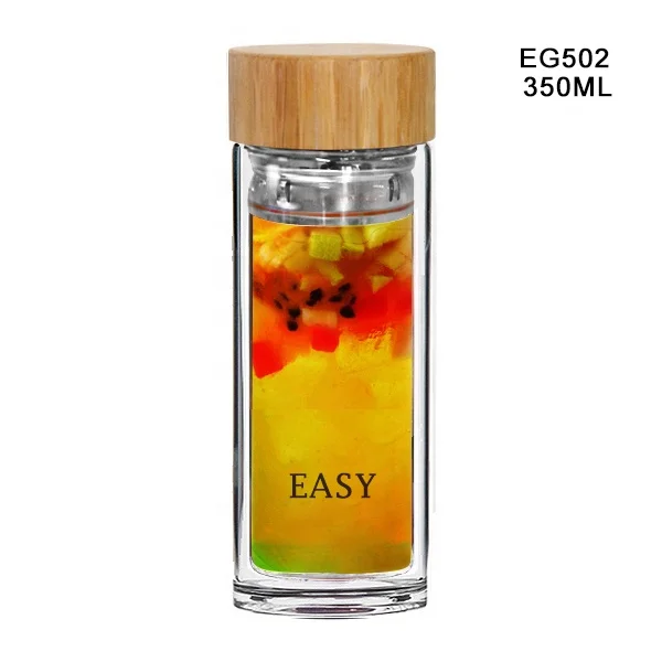 
EG511A 200ML/7OZ wholesale custom logo glass water bottle with bamboo bottom 