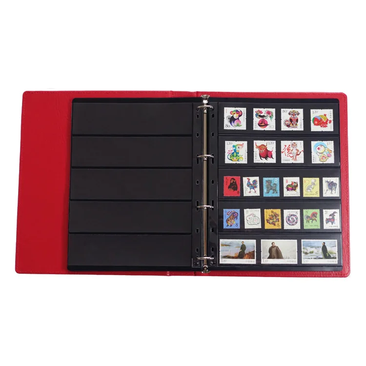 Wholesale Custom  PU leather cardboard stamp collection album postage with Plastic Binder