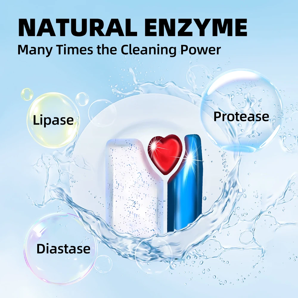 OEM ODM Custom Eco-friendly Bio-Enzyme 5In1 Effect Disposable Dishwashing Tablet Deep Clean Tough Stain Removal Tableware