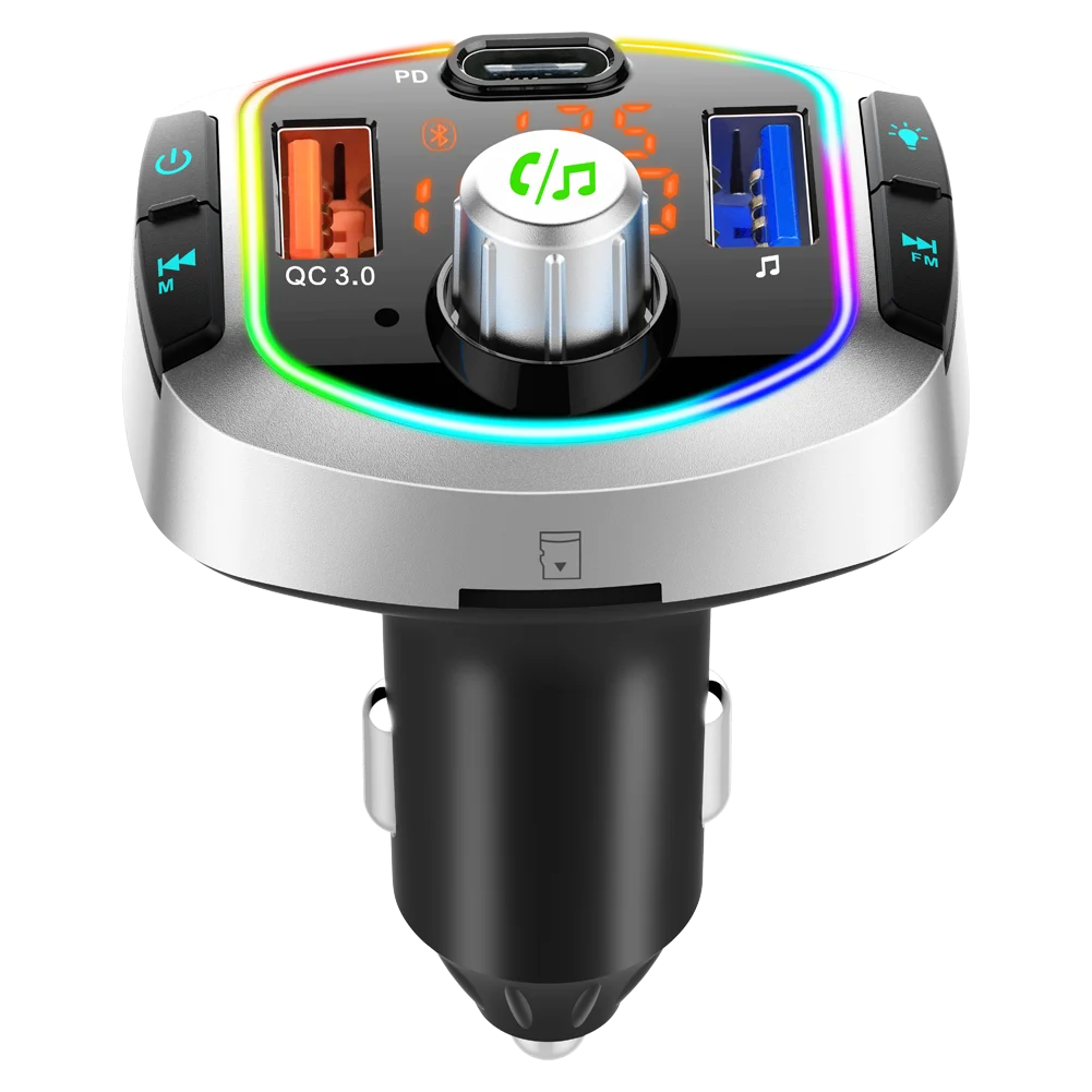 High Quality Voltage Detection Voice Assistant FM Bluetooth Transmitter Wireless Car MP3 Player Charger