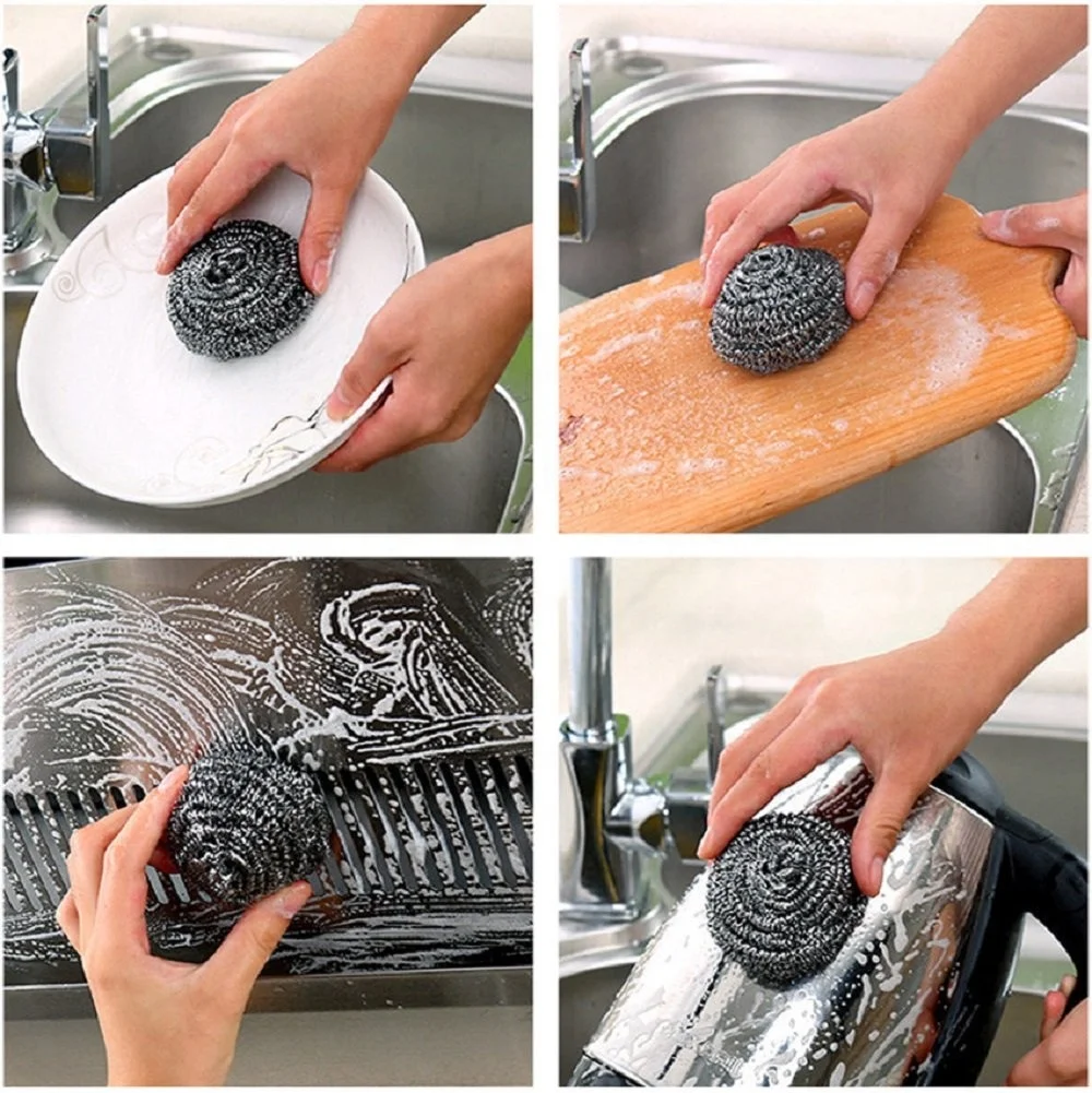 Stainless Steel Scourer Kitchen Wire Washing Balls Scrubbing Sponges