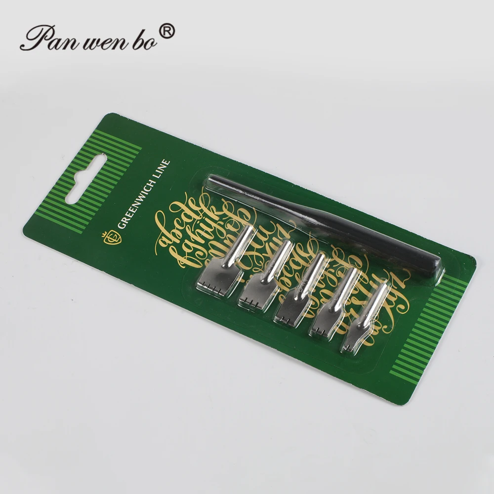 Panwenbo Calligraphy Pen Set 1 or Beginners - Fountain Dip Pen Ink Set With 5 Replaceable Nibs