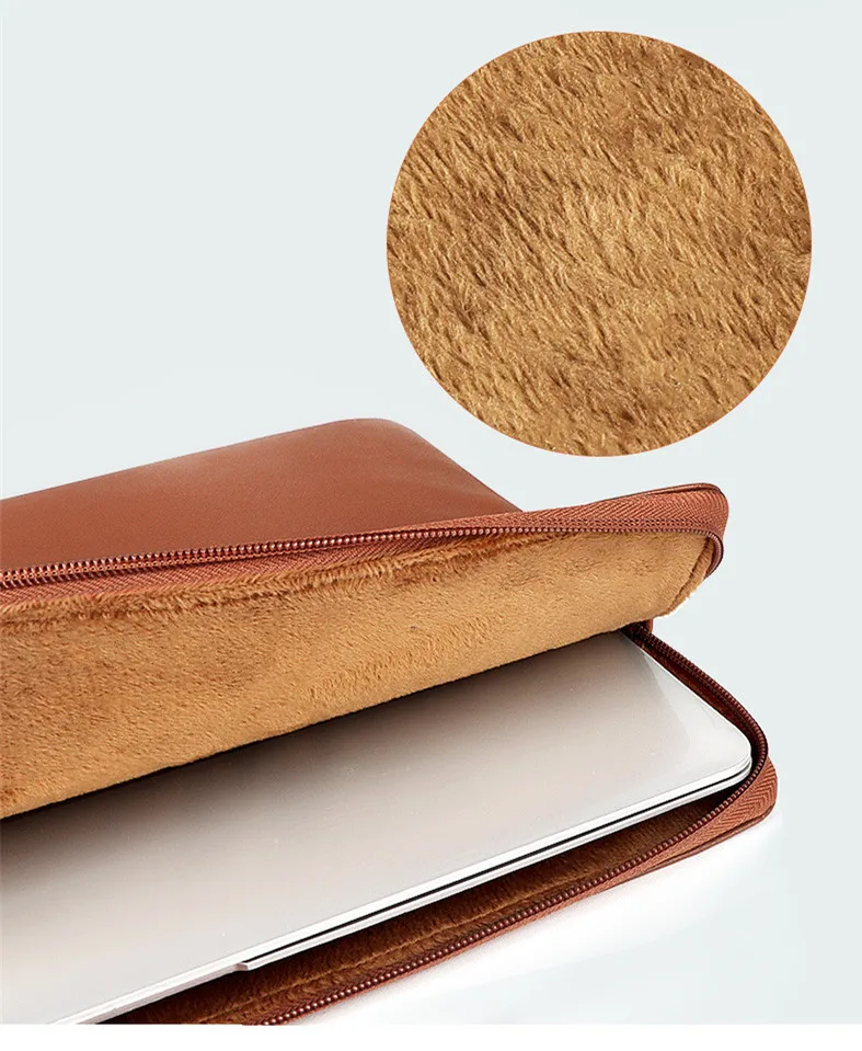 2024 Factory wholesale custom logo luxury pu leather protection cover case for men women waterproof laptop sleeve bag