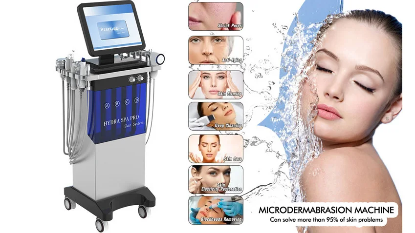 14 in 1 Diamond Peeling Hydrofacials Water Jet Aqua Facial Hydra Dermabrasion Machine / produit hydrofacials