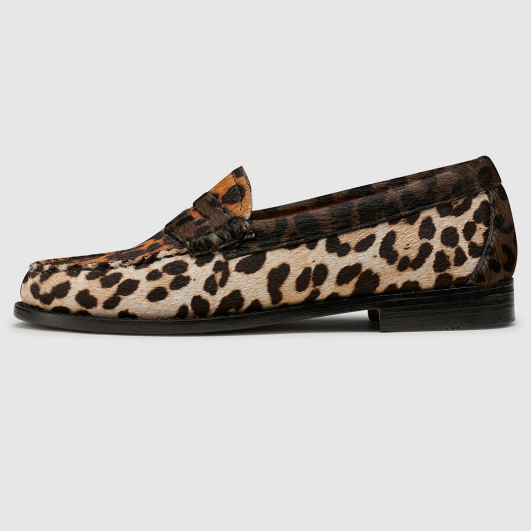 OEM luxury Leopard Leather Loafer Flat High Quality Loafers Moccasin Shoes For Women