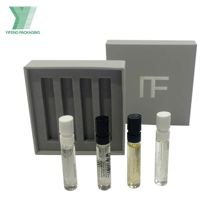 Empty custom fragrance discovery kit perfume sample box for 2ml 5ml atomizer perfume dropper bottles