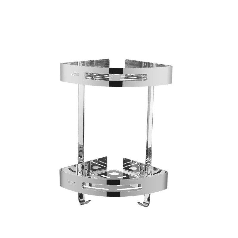 wholesale stainless steel double layer square shelf Dual Tier two layers triangle corner shelf