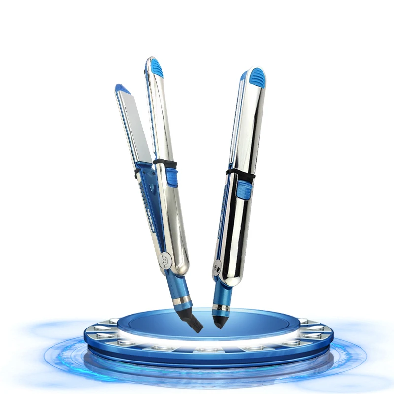 Professional Ceramic Customize  Silver Stainless Steel  Hair Curler Straightener Flat Irons Set Wholesale Private Label