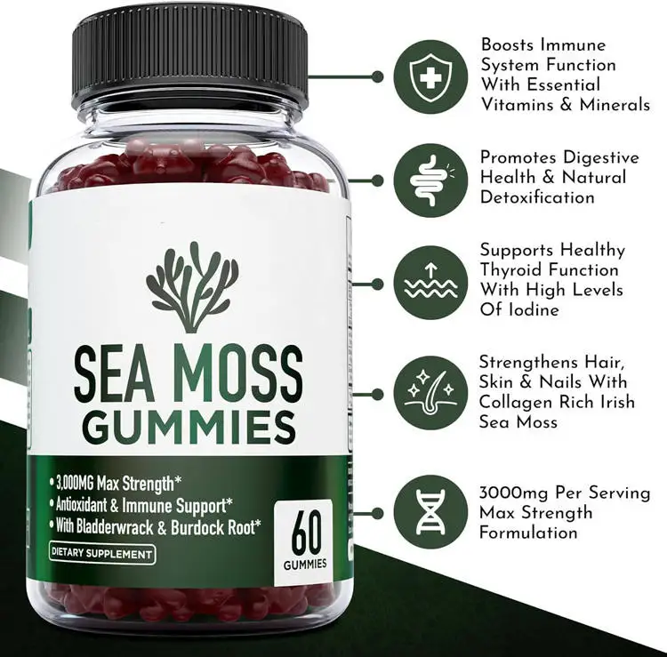 OEM Wholesale Bulk Price Organic Irish Sea Moss Extract Seamoss Blend Powder Irish Sea Moss Gummies