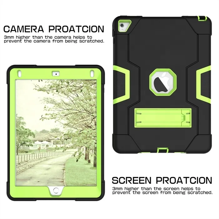 New Portable Stand Armor Case For iPad Air 9.7 inch Kickstand Shockproof Silicone Plastic Tablet for iPad Air 2