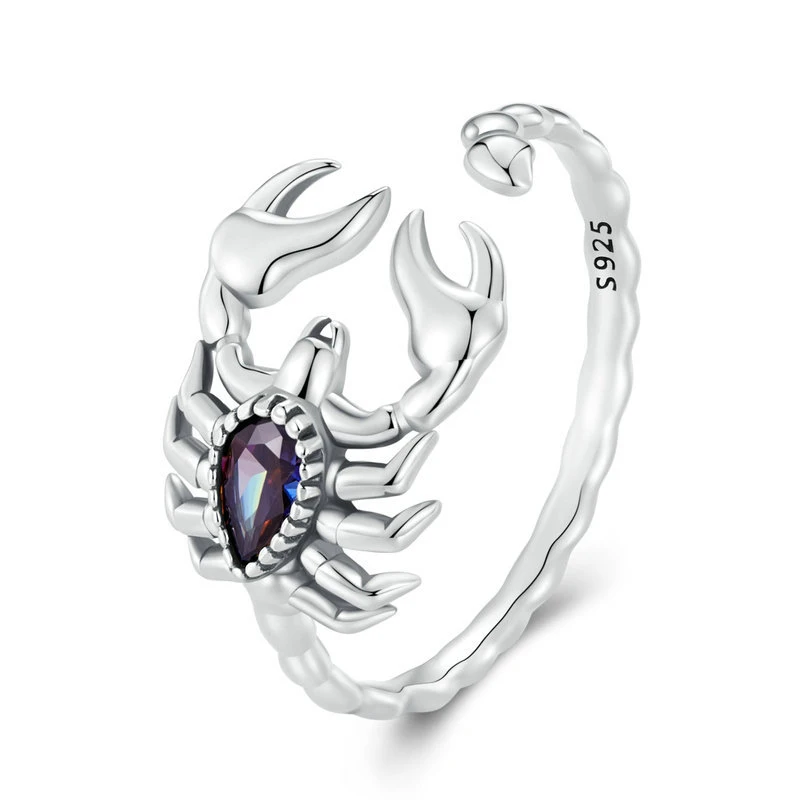 Original Dark Wind Retro Scorpion Open Ring Personalized niche 925 sterling silver insect ring bracelet